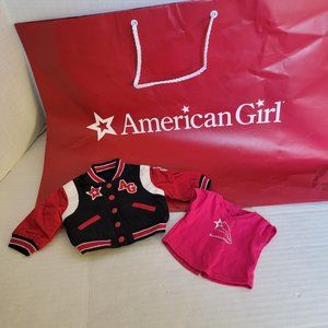 AG American Girl Place Doll Chicago Varsity Jacket Shirt Black Red Letterman 18"